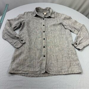 Coldwater Creek Light Gray Linen Button-Up Shirt